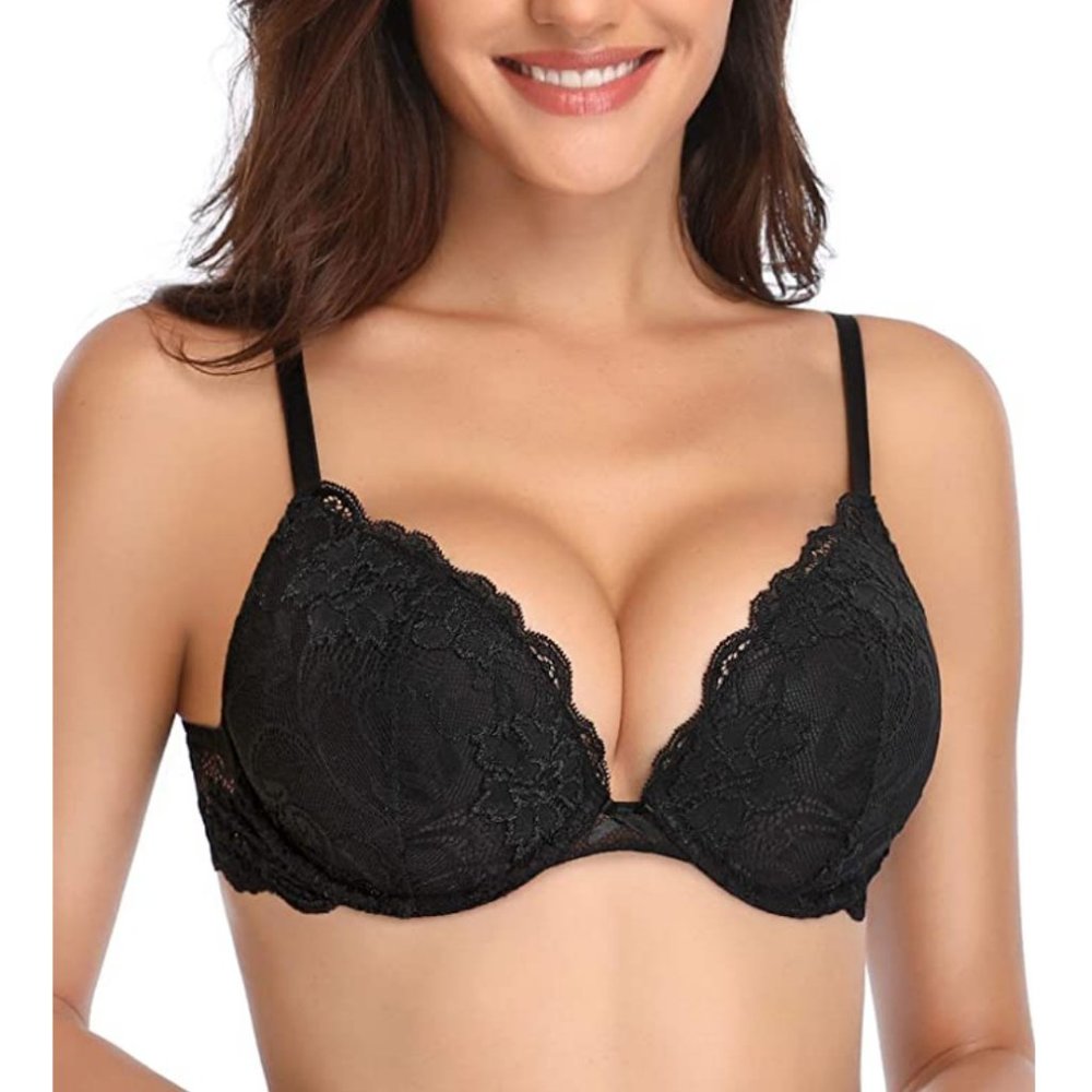 Deyllo Womens Push Up Lace Bra Comfort Padded
